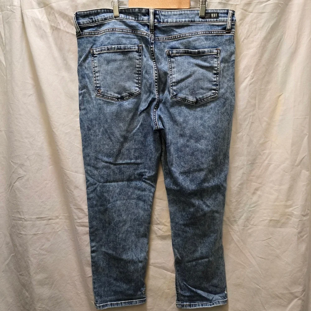 KUT from the Kloth Naomi Girlfriend Ankle Jeans‎ Distressed Denim Size 16